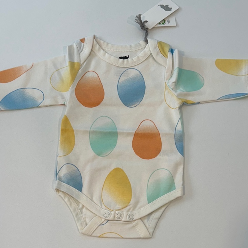 Monica + Andy Newborn Organic Cotton Easter Egg Long Sleeve Bodysuit Cream